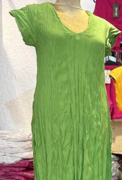 Kadın Bürümcük Yeşil Picasso Viskon Elbise - 5