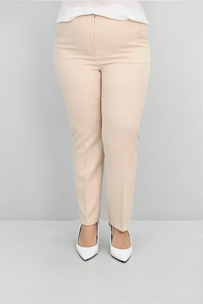 Kadın Büyük Beden Yüksek Bel Kumaş Pantolon 0036-25 - 10