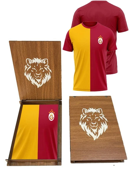 Galatasaray Orijinal 5 Yıldız Parçalı Forma T-shırt Ahşap Kutu Hediyeli