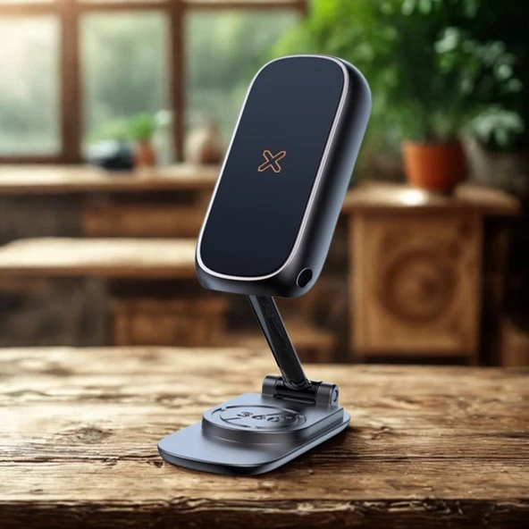 Polham Güçlü Mıknatıslı Metal Araç İçi Telefon Tutucu, Mutfak Duvarı, Masa Üstü Telefon Tutucu Döner Başlıklı
