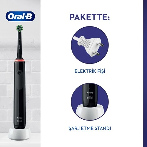Oral-B Pro 3500 Şarj Edilebilir Diş Fırçası Siyah + Başlık - 2