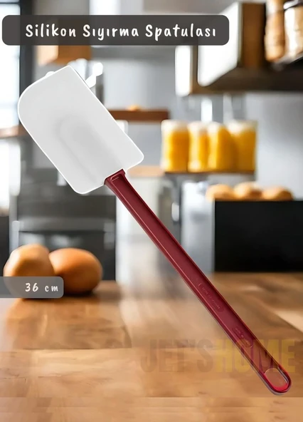 Silikon Spatula Karıştırma Spatulası Sıyırma Spatulası Isıya Dayanıklı Asma Delikli Orta Boy 36 cm