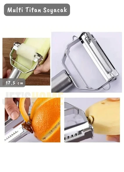 Sebze Soyacağı Çelik Jülyen Soyacak Çift Ağız Tırtıklı Soyacak Paslanmaz 17,5 cm - 3