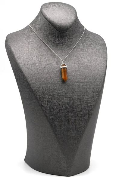 Kaplan Gözü Doğal Taş Çivi Model Kolye - 2