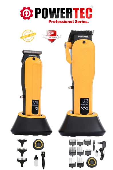 PowertecTR-4400 Saç-Sakal-Ense-Vücut Tıraş Makinesi Seti 2li Sarı
