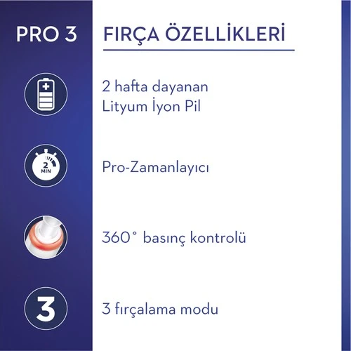 Oral-B Pro 3500 Şarj Edilebilir Diş Fırçası Siyah + Başlık - 3