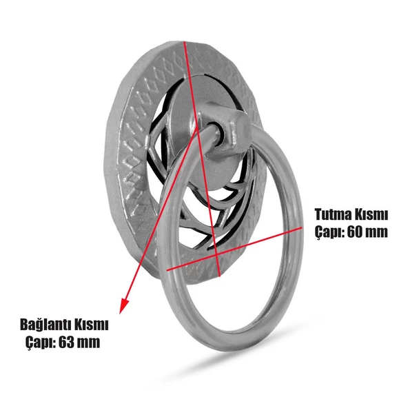 Belen Sarkaç Mobilya Mutfak Çekmece Dolap Dolabı Kapak Kulpu Kulbu Metal Krom Kulpları Kulp 60 Mm - Resim 4