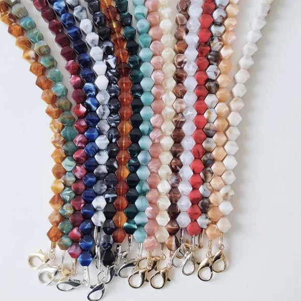 Akrilik Boncuklu Çanta Sapı Piramit ( 1 Adet )