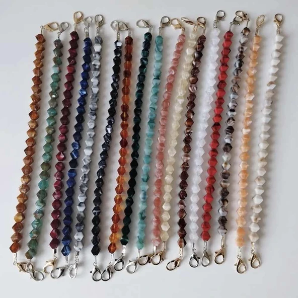 Akrilik Boncuklu Çanta Sapı Piramit ( 1 Adet ) - 3