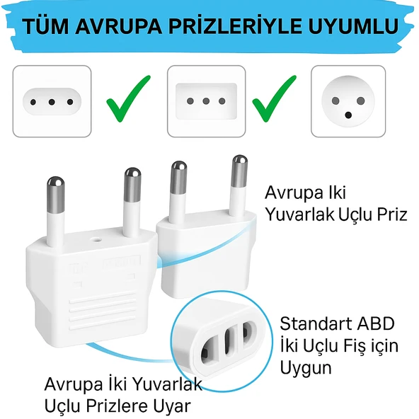 Amerikan Tipi Priz Dönüştürücü Fiş Çevirici Adaptörü Aparatı 2 adet - 2