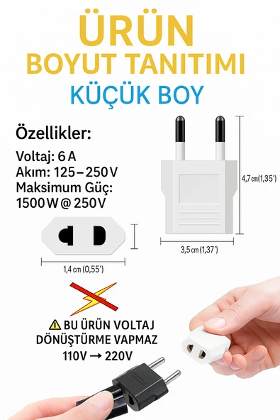 Amerikan Tipi Priz Dönüştürücü Fiş Çevirici Adaptörü Aparatı 2 adet - 3