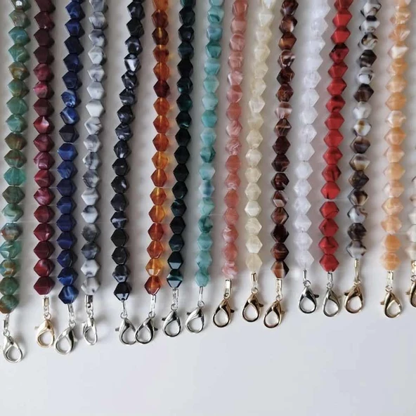 Akrilik Boncuklu Çanta Sapı Piramit ( 1 Adet ) - 2