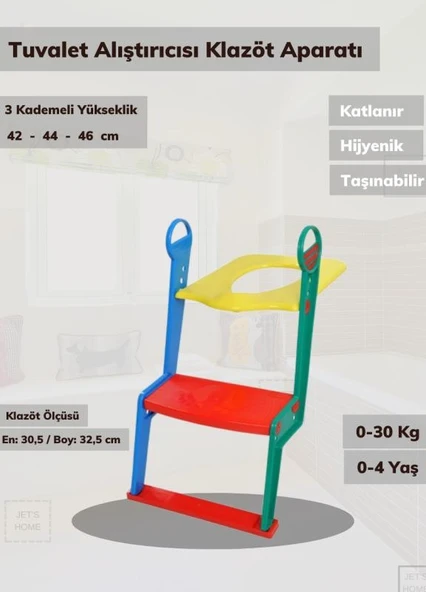 Tuvalet Alıştırıcı Çoçuklar İçin Wc Yardımcısı Basamaklı Alıştırıcı Bez Bırakmaya Yardımcı - Resim 3