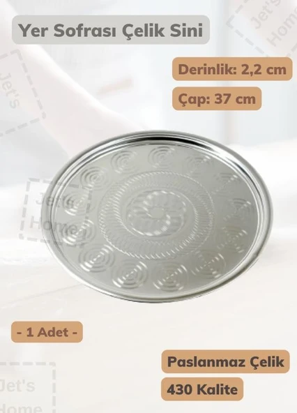 Yer Sofrası Sini 37 cm Çelik Tepsi Paslanmaz