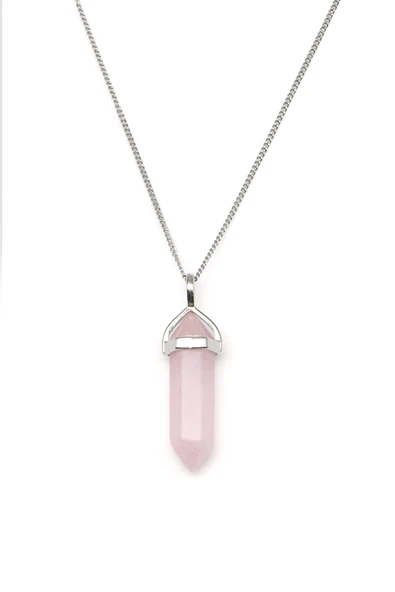 Pembe Kuvars Doğal Taş Çivi Model Kolye ürün görseli 1