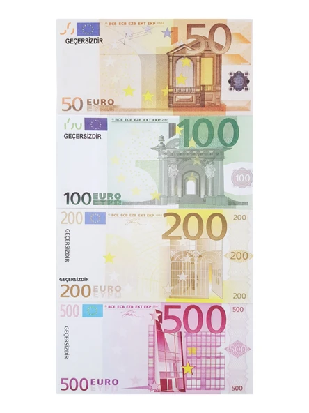 50 Adet Karışık Euro Geçersiz Para Parti Şaka Düğün Oyun Parası Yabancı Para