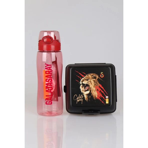 Yeni Sezon Lisanslı Galatasaray 700 ml Matara ve 2 Katlı Beslenme Kabı / Lunch Box Seti