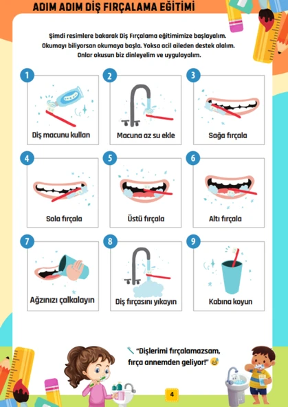 Çocuklara Tuvalet Eğitimi ve Diş Fırçalama Eğitimi YAZ-SİL Kitabı (Cırt Cırtlı) - Resim 5