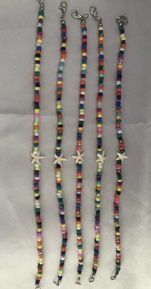 Deniz Yıldızlı Renkli Boncuklu Halhal - 4