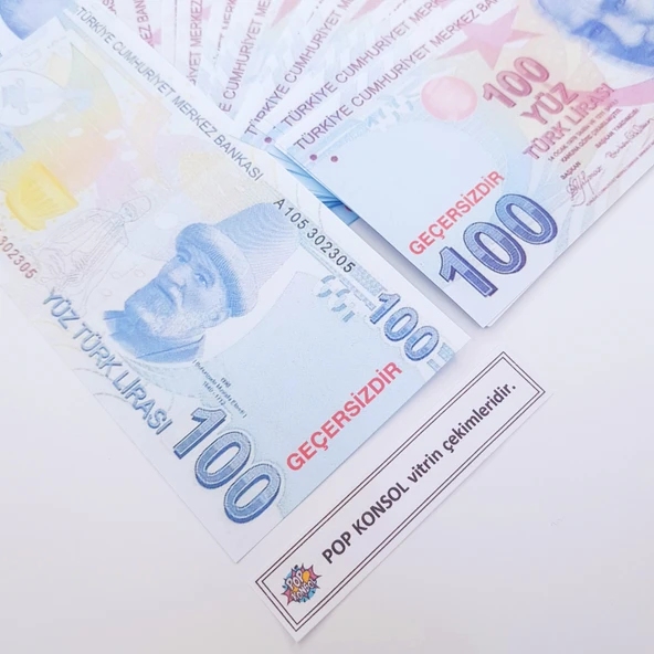 100 Adet Karışık Geçersiz Para 50 100 200 Türk Lirası Parti Şaka Düğün Oyun Parası - 4