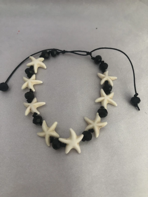 Deniz Yıldızlı Siyah Kristal Boncuklu Bileklik - 2