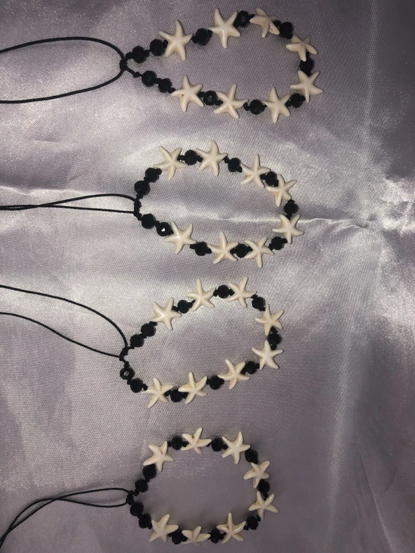 Deniz Yıldızlı Siyah Kristal Boncuklu Bileklik - 4