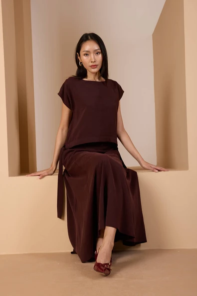 Acı Kahve Salaş Modal Dokuma Bluz - Resim 8