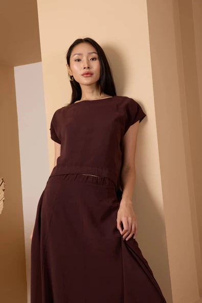 Acı Kahve Salaş Modal Dokuma Bluz - Resim 6