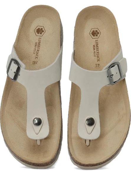LUMBERJACK JOLIE P 4FX HAKİKİ DERİ BEYAZ PARMAK ARASI COMFORT TERLİK - 6