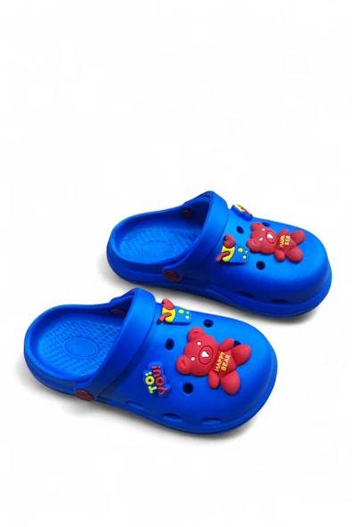 ÇOCUK CROSS TERLİK BÇocuk Emojili Cross Terlik Bahçe Terliği Plaj Sahil Banyo Terliği 31-32-33-34-35 NUMARA Mavi