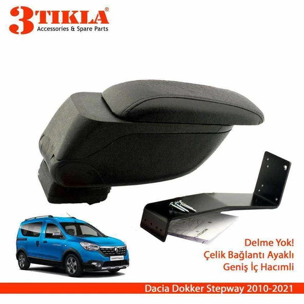 Dokker Stepway 2010-2021 Geniş Hacimli  Delmesiz Çelik Ayaklı  Kolçak Kol Dayama