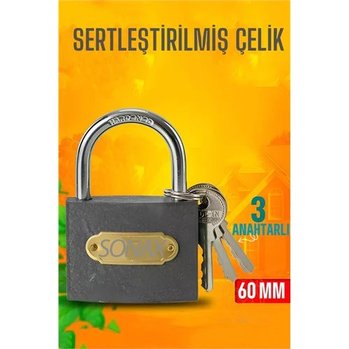 Çelik Asma Kilit 60 MM 3 anahtarlı Sonax Design ürün görseli