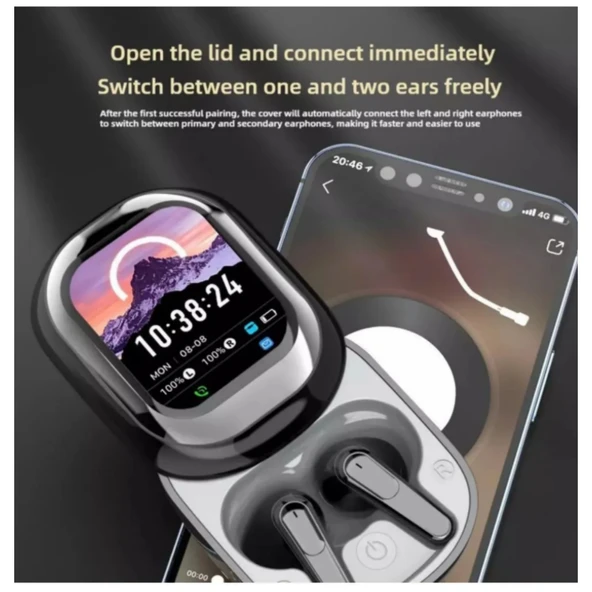 Ozmik SE-ONE Akıllı LED Ekran Renkli Dokunmatik Ekran Kablosuz Bluetooth Kulaklık - Resim 8