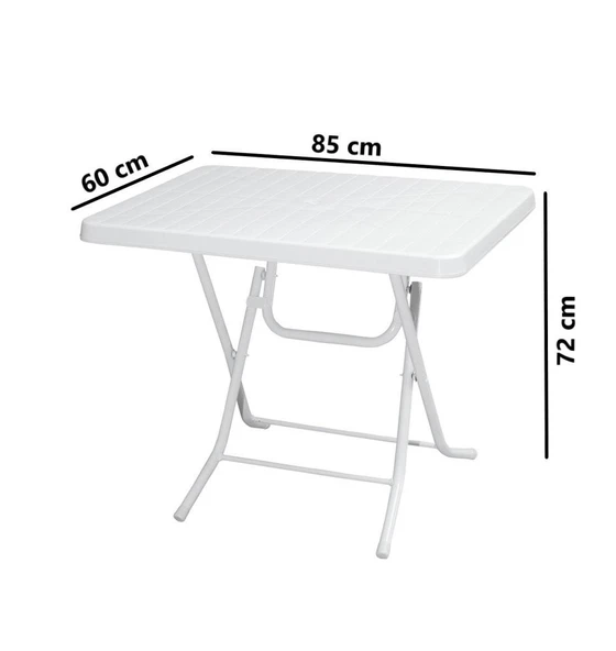 Omnipazar MT-GFM210 Picnic Plastik Dikdörtgen Katlanır Bahçe Balkon Masa 60x85 cm Beyaz - 2