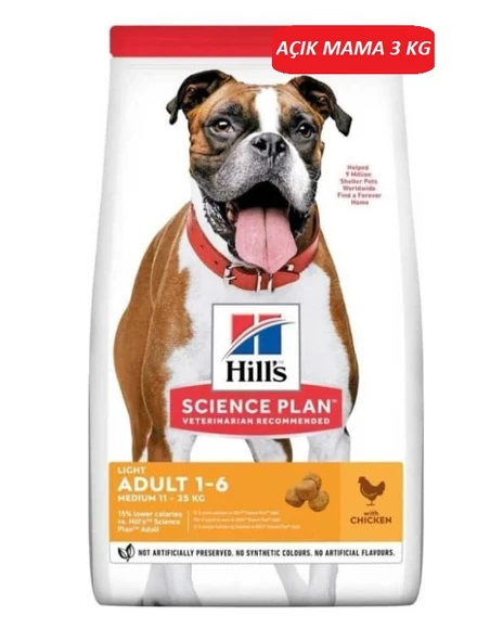 Hill's Light Medium Orta Irk Tavuklu Yetişkin Köpek Maması 3 KG