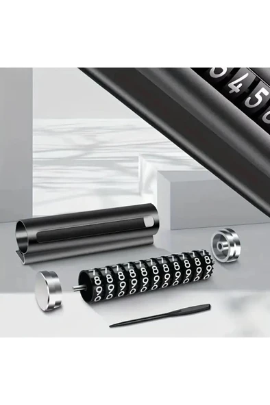 10 cm Araç Park Telefon Numaratör Alüminyum Kasa Çevirmeli Ayarlı Torpido Üstü Silindir Numaratik - Resim 5