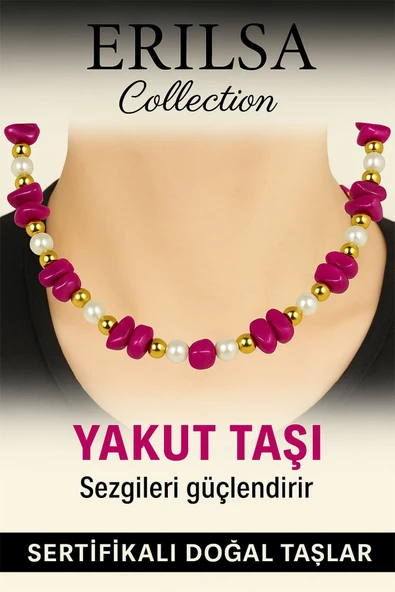 Sertifikalı Kırık Taşlı Model Yakut Taşı Kolye – Sevgi ve Şefkat Enerjisi - 2