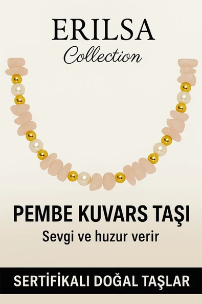 Sertifikalı Kırık Taşlı Model Pembe Kuvars Taşı Kolye – Sevgi ve Şefkat Enerjisi - Resim 2