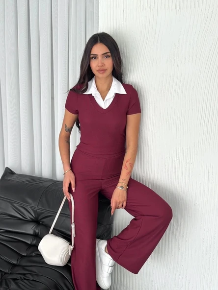 Ottoman kumaş beyaz gömlek yaka takım s4142 - 7