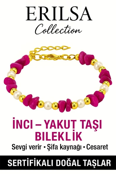 Sertifikalı İnci ve Yakut Taşı Bileklik – Enerji ve Zarafet