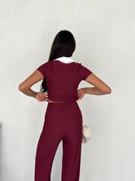 Ottoman kumaş beyaz gömlek yaka takım s4142 - 2