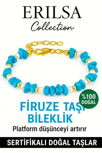 Sertifikalı Kırık Taşlı Model İnci – Firuze Taşı Bileklik – Şifa ve Koruma Enerjisi - Resim 2