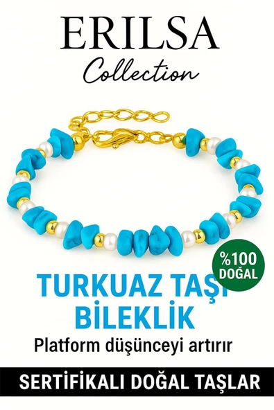 Sertifikalı Kırık Taşlı Model İnci – Firuze Taşı Bileklik – Şifa ve Koruma Enerjisi ürün görseli