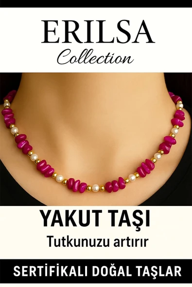 Sertifikalı Kırık Taşlı Model Yakut Taşı Kolye – Sevgi ve Şefkat Enerjisi