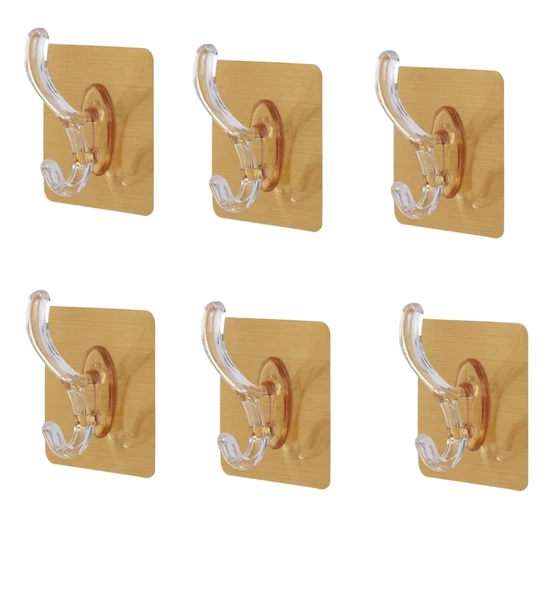 6lı Gold Kanca Askı Güçlü Yapışkanlı Mutfak Banyo Askısı - 2