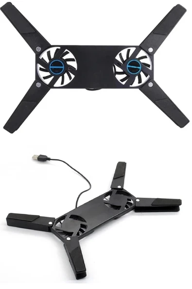 2 Fanlı Notebook Soğutucu Portatif Katlanabilir Laptop Soğutucu Fan Usbli Stand Bilgisayar Fanı - 2