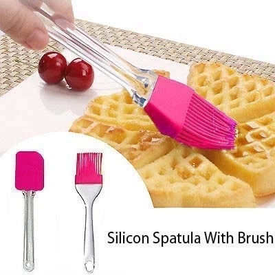 2'li Silikon Pasta - Börek - Poğaça Yağ Fırçası Ve Spatula Seti - 2