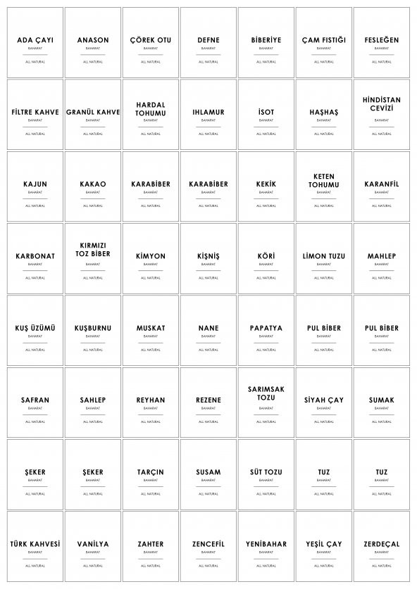 Ikea 56lı Altı Çizgili Baharat Kavanoz Sticker Etiket Seti - Beyaz - 2