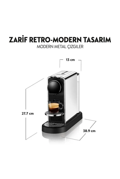 Nespresso C140 Citiz Platinum Kahve Makinesi ,Paslanmaz Çelik - 3
