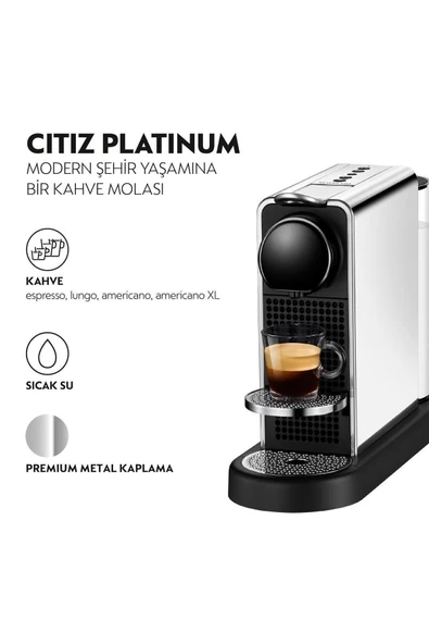 Nespresso C140 Citiz Platinum Kahve Makinesi ,Paslanmaz Çelik - 2
